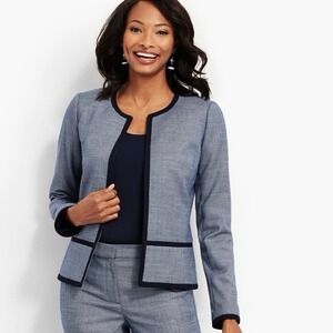 NWT Talbots Westport Jacket Blazer Navy Tweed Open Front 16W career professional